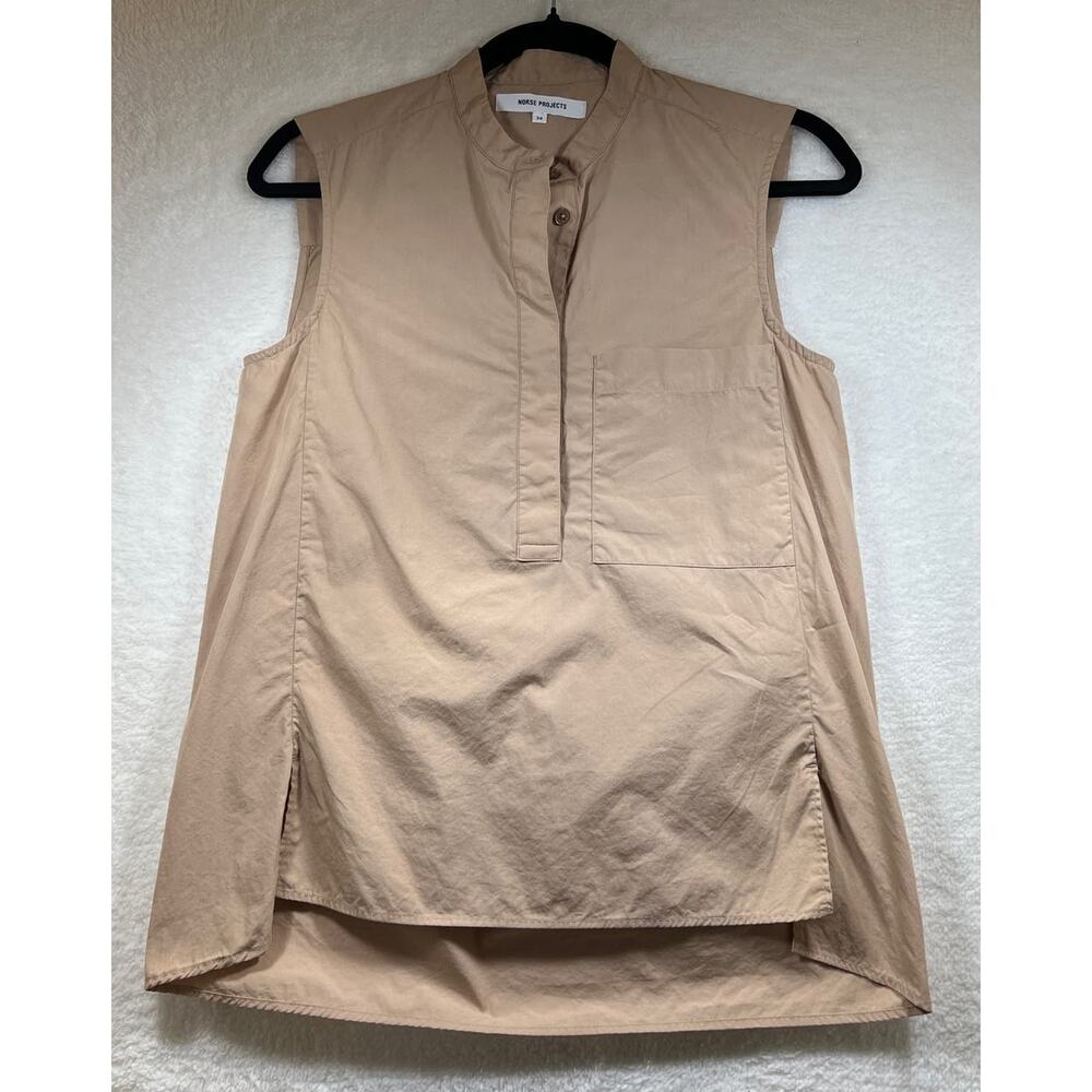 Norse Projects Tan Sleeveless Cotton Josefina Poplin Shirt Womens 34